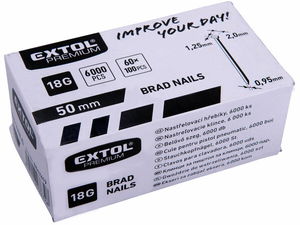 EXTOL PREMIUM szeg fejjel, 8865041 pneumatikus tűzőgéphez  6000 db, 18G szár.: 1,25x0,95 mm, fej: 2,0mm, hossz.: 50mm (8862619) termék fő termékképe
